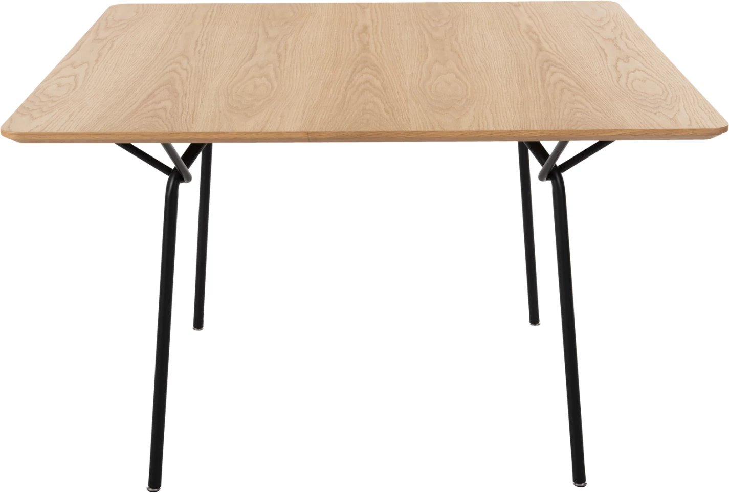 Tavolinë ngrënie katrore, TRENK FH9614.01, MDF me furnir lisi, këmbë metalike të zeza, 120x120x75H cm