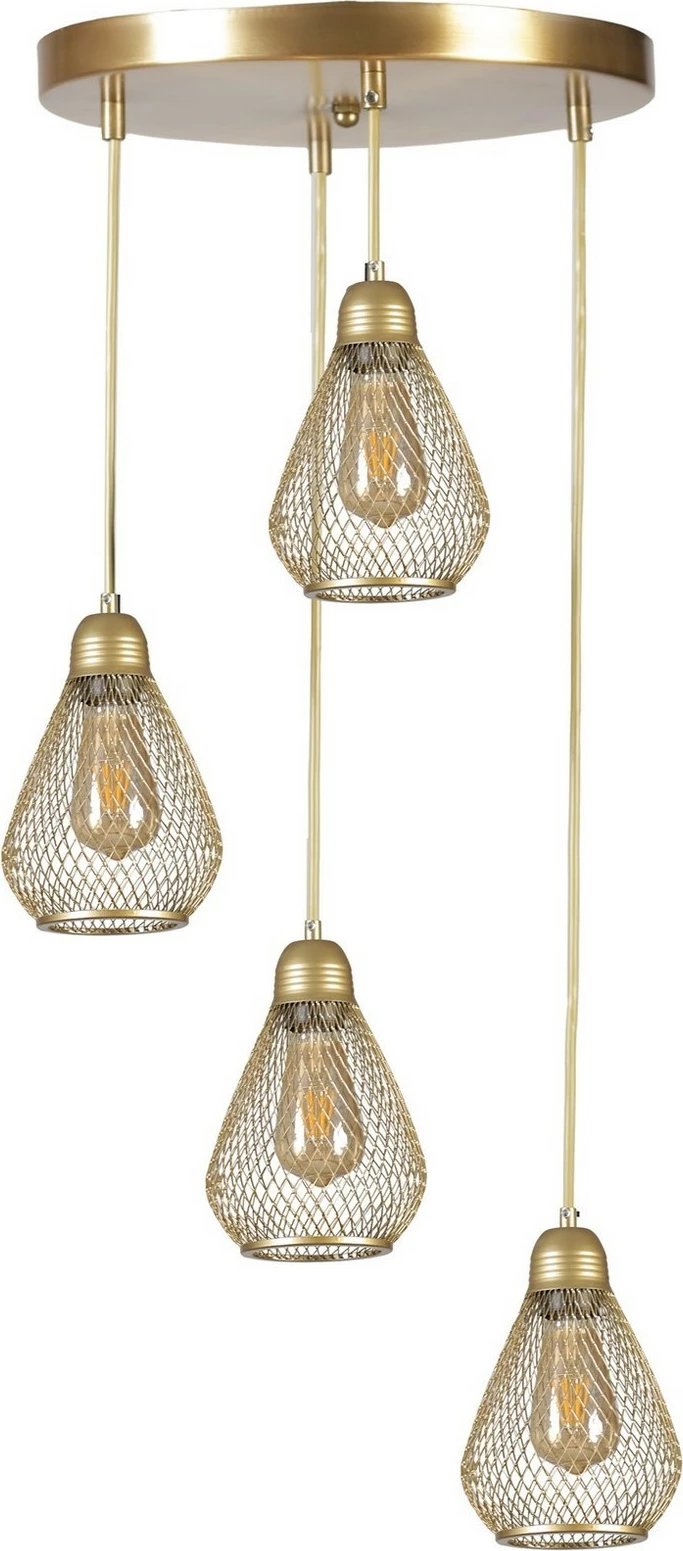 Llambë tavani Opviq, Armut 4-sh, ngjyrë ari, tepsi eskitme