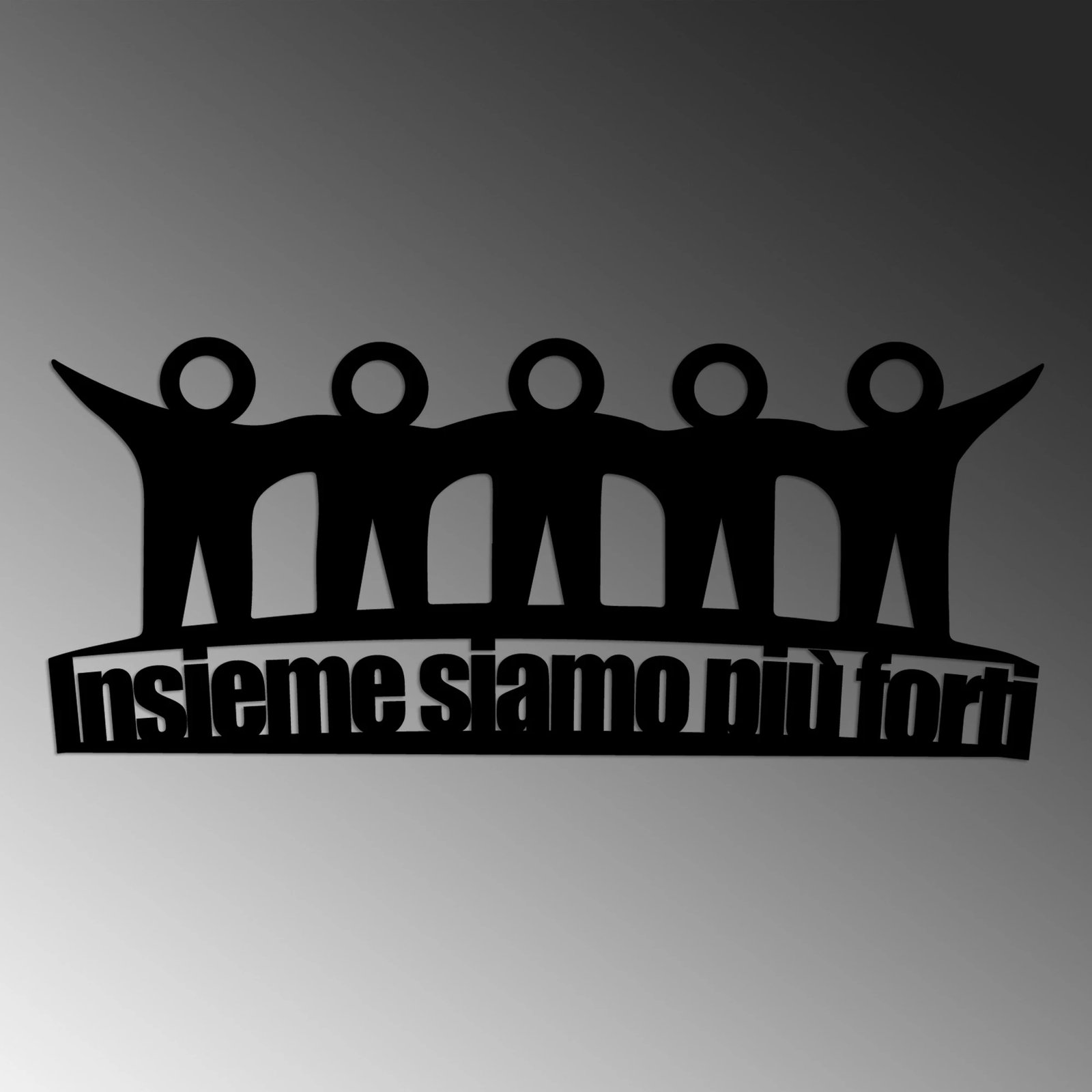 Aksesor dekorativ metalik për mur, Wallity, Insieme 3, ngjyrë e zezë, 60x26cm