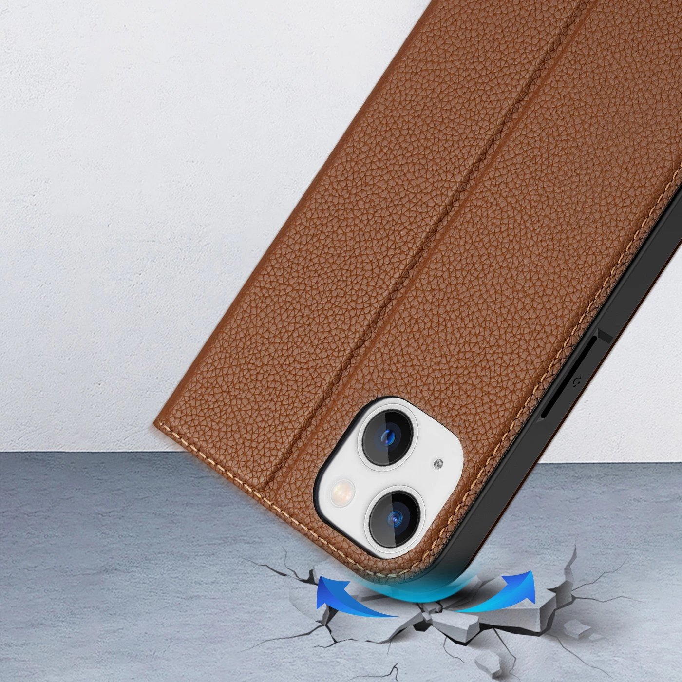 Mbështjellës Dux Ducis Skin X2 për iPhone 14 Plus, me kapak magnetik, kafe