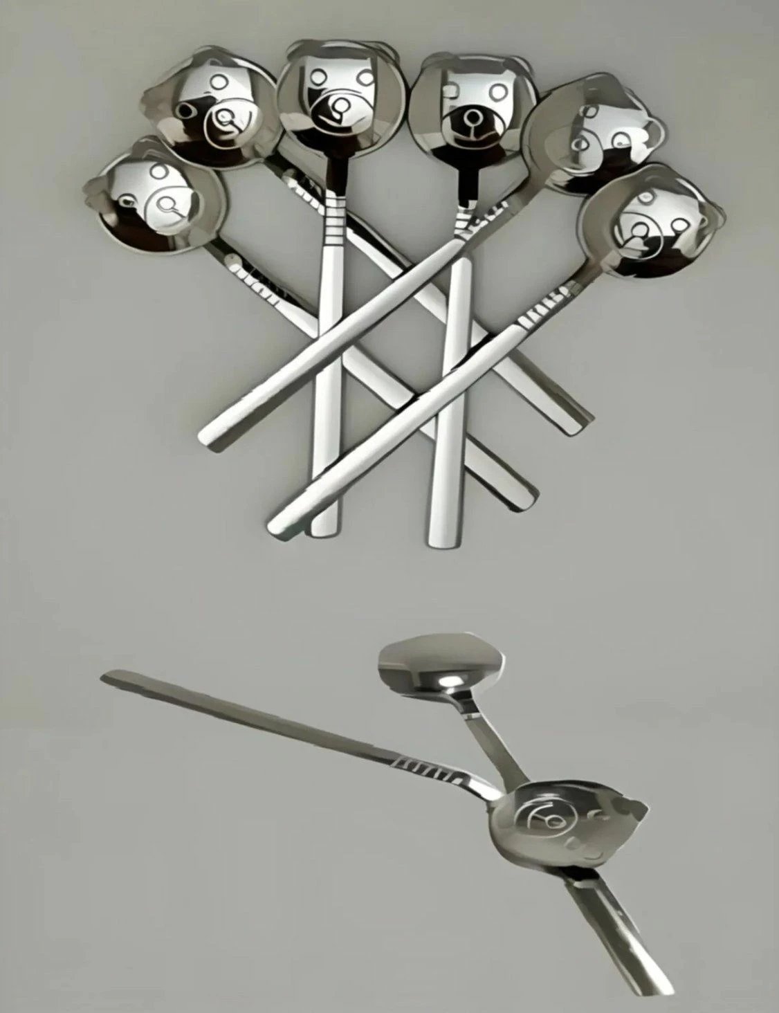 Set lugësh prej inoksi, dizajn arushi, 6 copë, d95