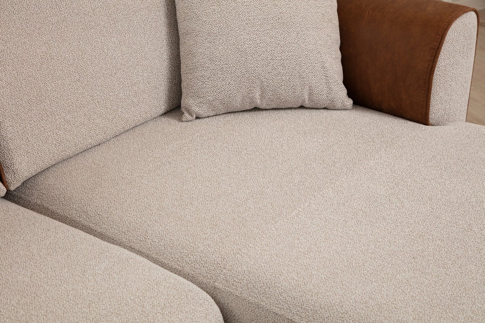Kënd-sofë krevati Atelier del Sofa, anë e djathtë, bezhë, kanelle