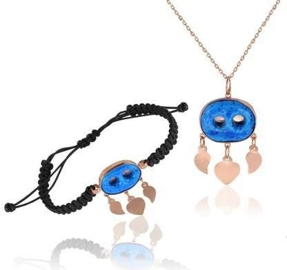 Set varëse e byzylyk argjendi, ngjyrë rozë ari e kaltër, Jumeon, 11308ROS