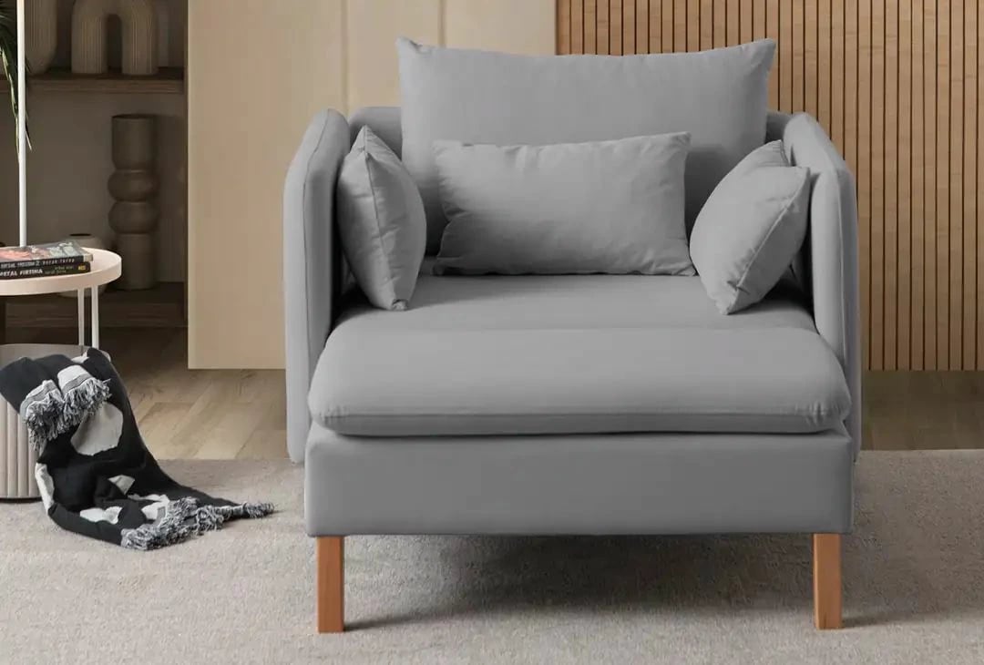 Karrige Wing Flexy, kadife, ngjyrë gri, Atelier del Sofa