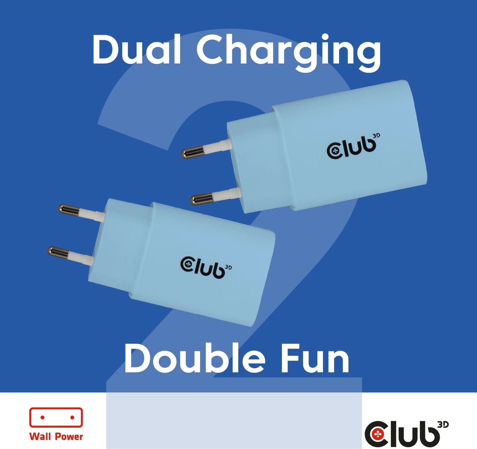 Karikues USB-C Club3D CAC-3022 30W 2 copë blu