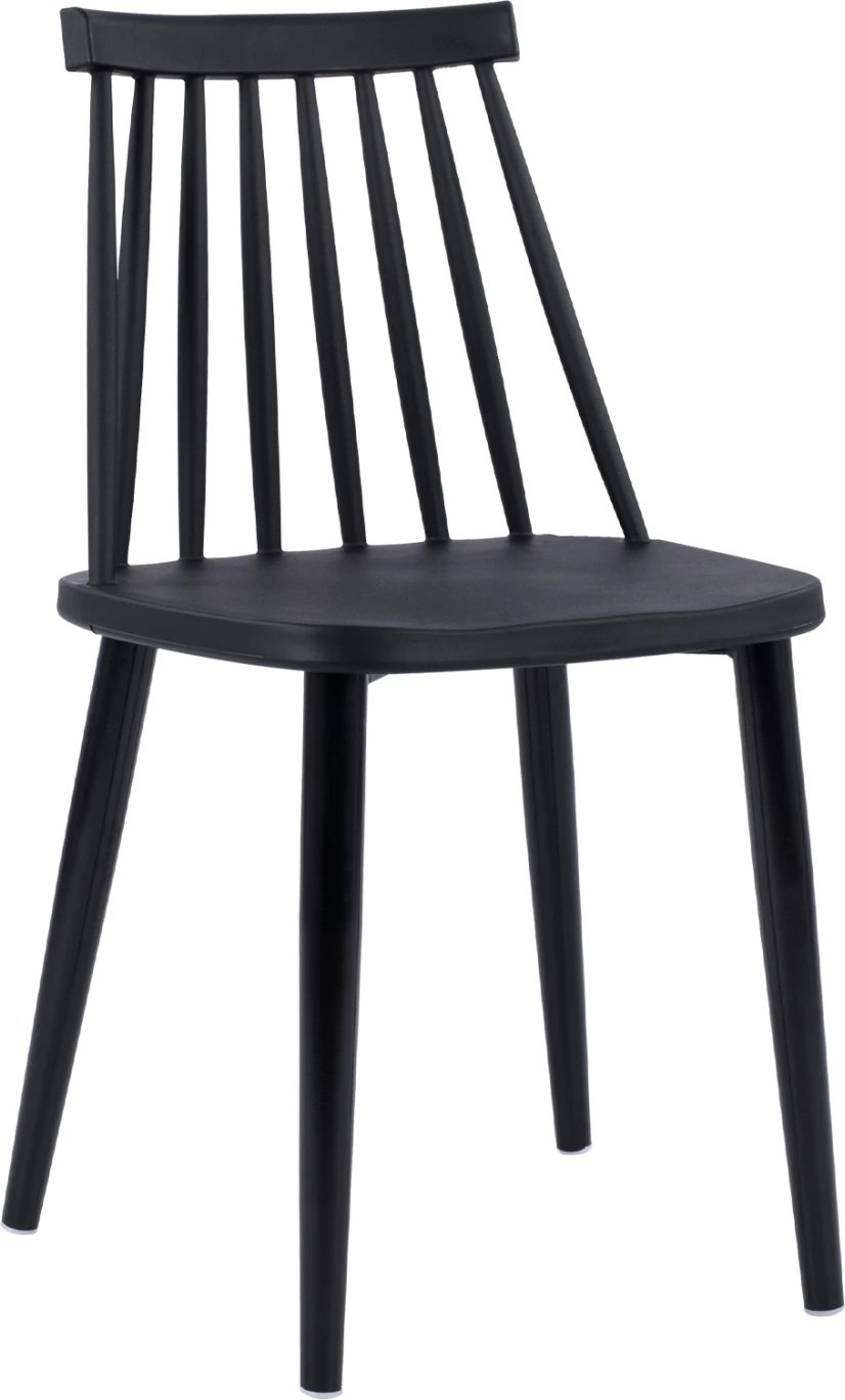 Karrige ngrënieje FH8052.12 Vanessa e zezë me këmbë metalike të zeza 43x46,5x82 cm., set prej 4 copash