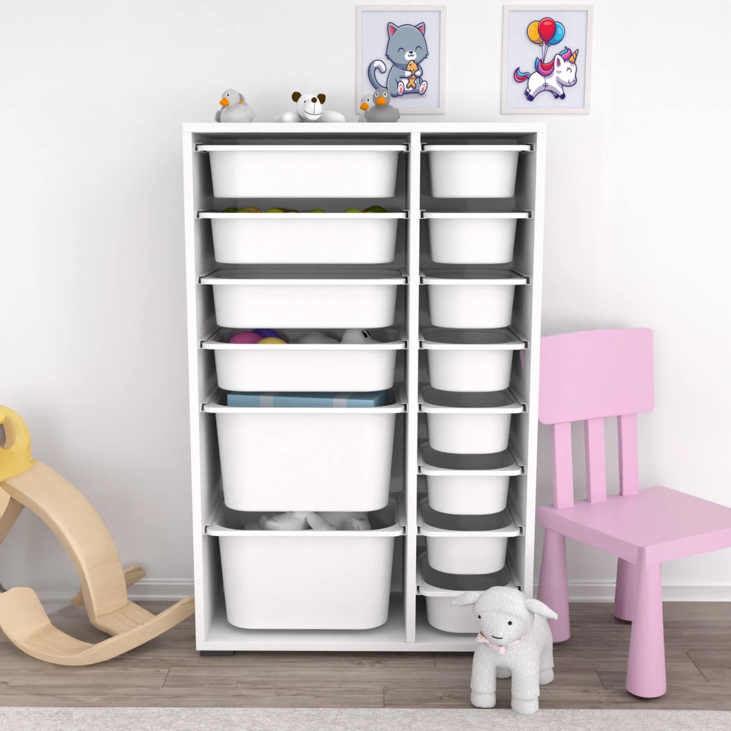 Komodinë melaminë SANI FH18211.01, 14 sirtarë, 69,5x30x109 cm