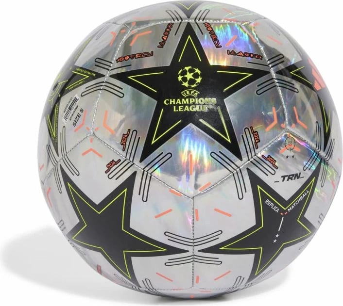 Top futbolli adidas, i zi dhe argjendtë