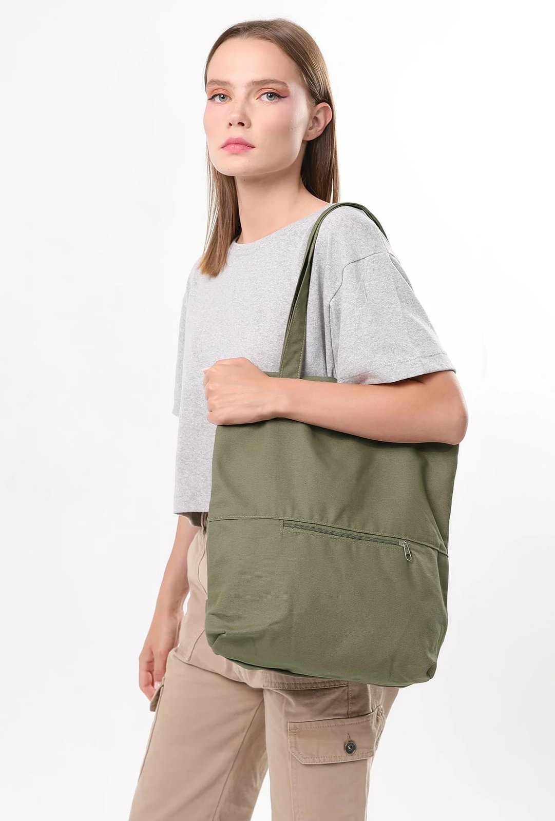 Çantë tote ngjyrë e gjelbër e errët, Zoozie Bags, 2101