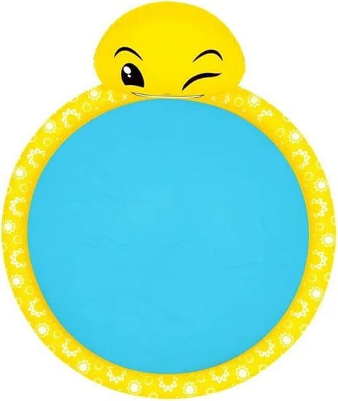 Pishinë fryrëse, Bestway Smiley (Emoji), 1.65 x 1.44 x 0.69 m, 282 L, me spërkatës uji, e verdhë