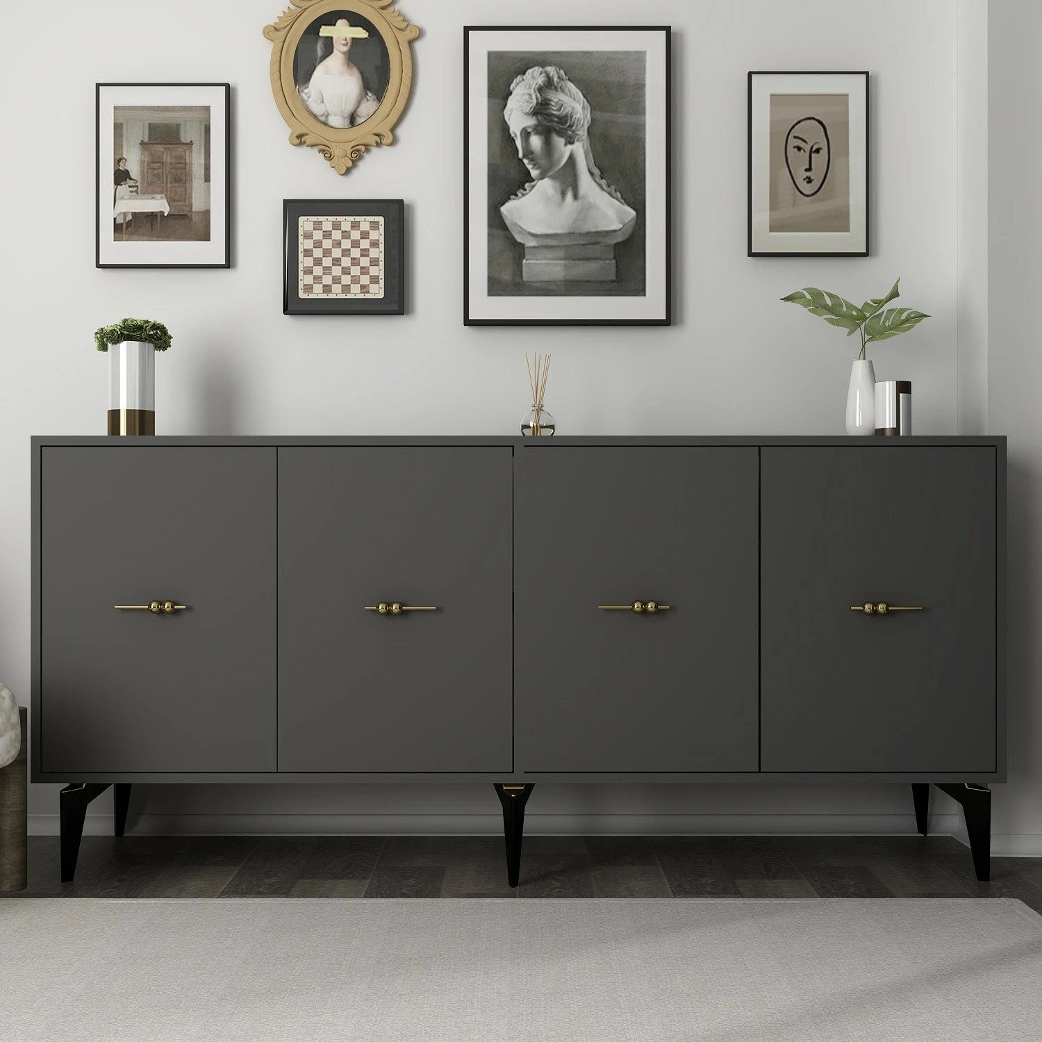 Konsol Skye Decor, ngjyrë antracit, Sinta