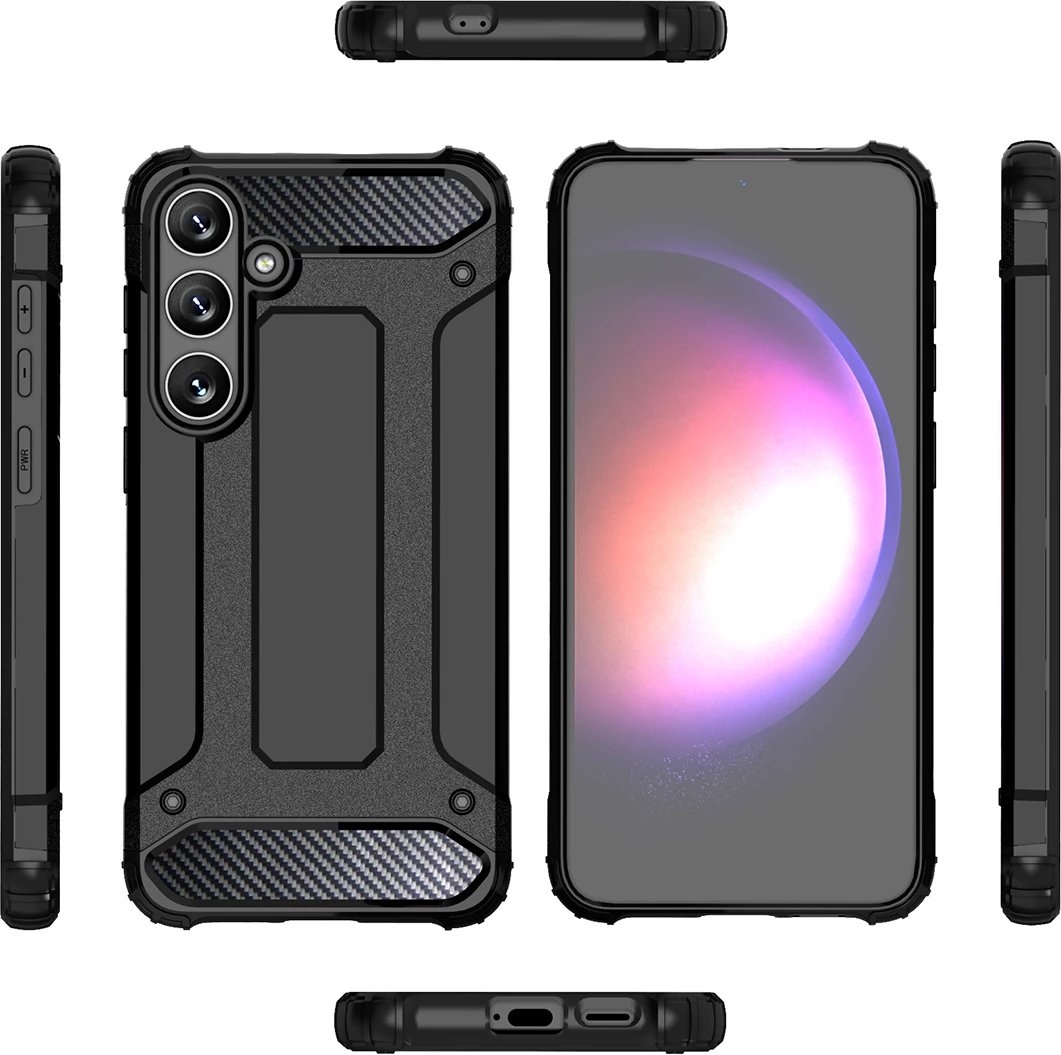 Mbështjellës Hurtel Hybrid Armor për Samsung Galaxy S24 FE, i zi