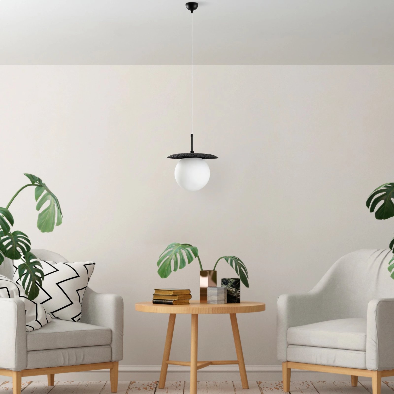 Llambë tavani Opviq, Anemon - 13808, metal i zi, gotë, lartësi e rregullueshme