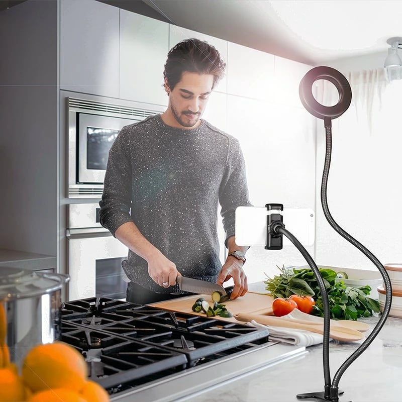 Dritë LED me mbajtëse celulari LogiLink AA0150, 7 inch, USB, e zezë