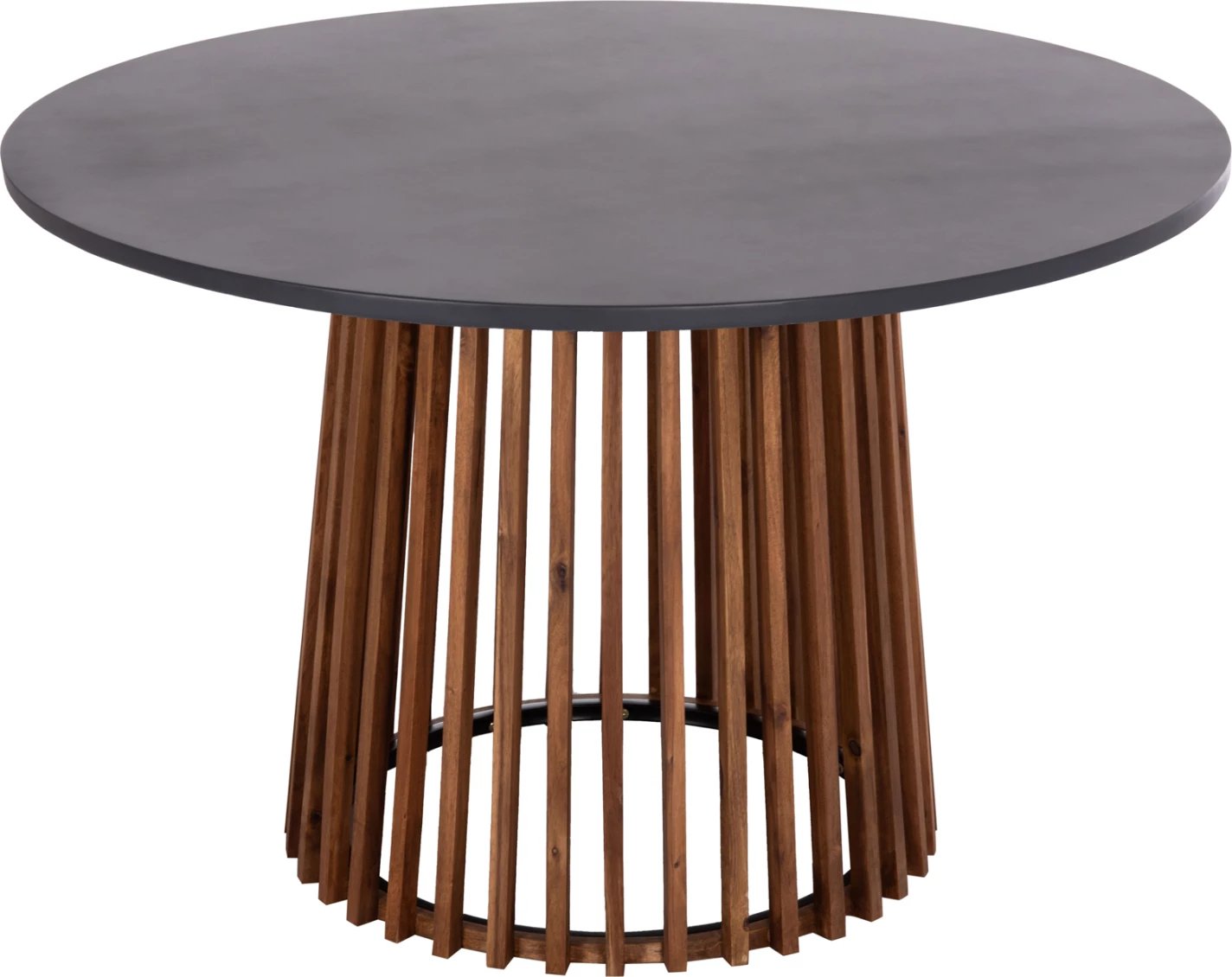 Tavolinë e rrumbullakët për jashtë, cement dhe dru akacie, CRISTOBAL FH6235, 120x77cm