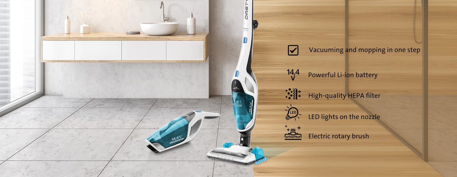 Fshesë Me Bateri Eta Dasty AquaPlus ETA344790010