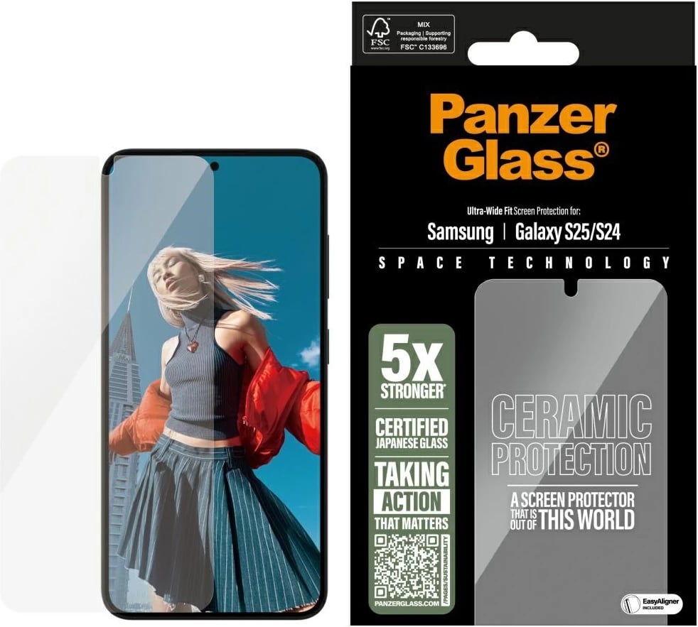 Mbrojtës ekrani PanzerGlass Ultra-Wide Fit Ceramic për Samsung Galaxy S25