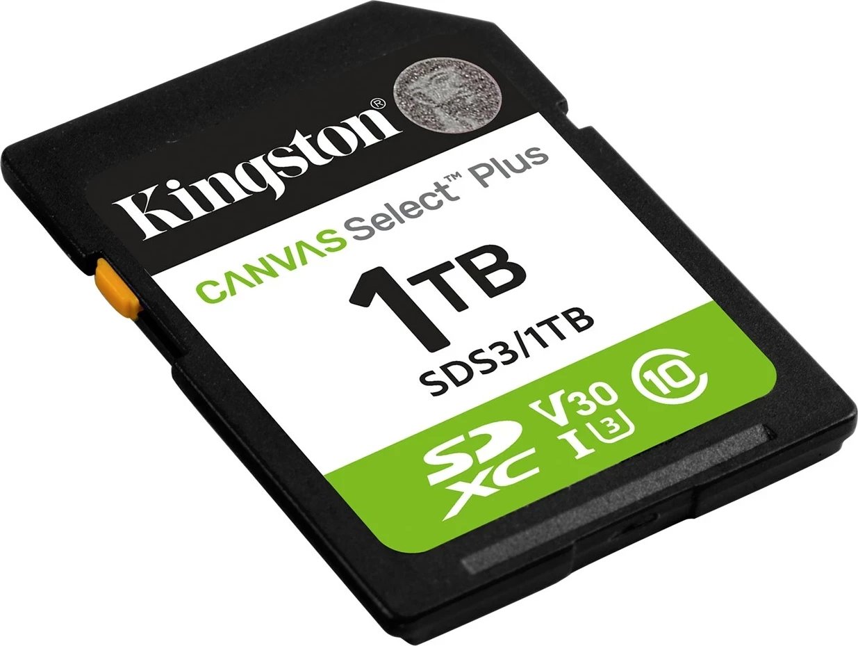 Kartë memorie SDXC Kingston Canvas Select Plus Gen3, 1TB, 150MB/s, UHS-I U3 V30, E zezë