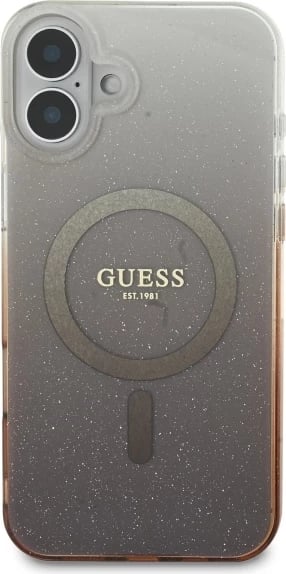 Mbështjellës Guess IML Glitter Gradient MagSafe për iPhone 16, Kafe Mbështjellës Guess IML Glitter Gradient MagSafe për iPhone 16, Kafe