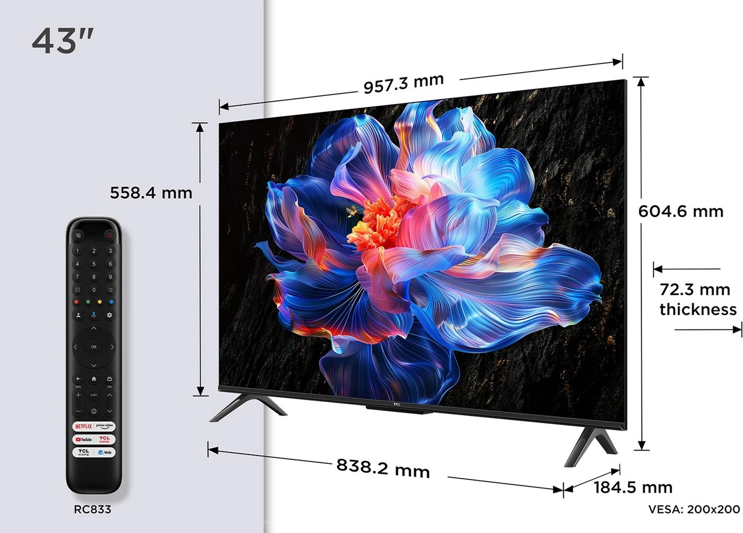 TV Smart TCL 43V6C, 43 inç, 4K Ultra HD, Wi-Fi, Metallic