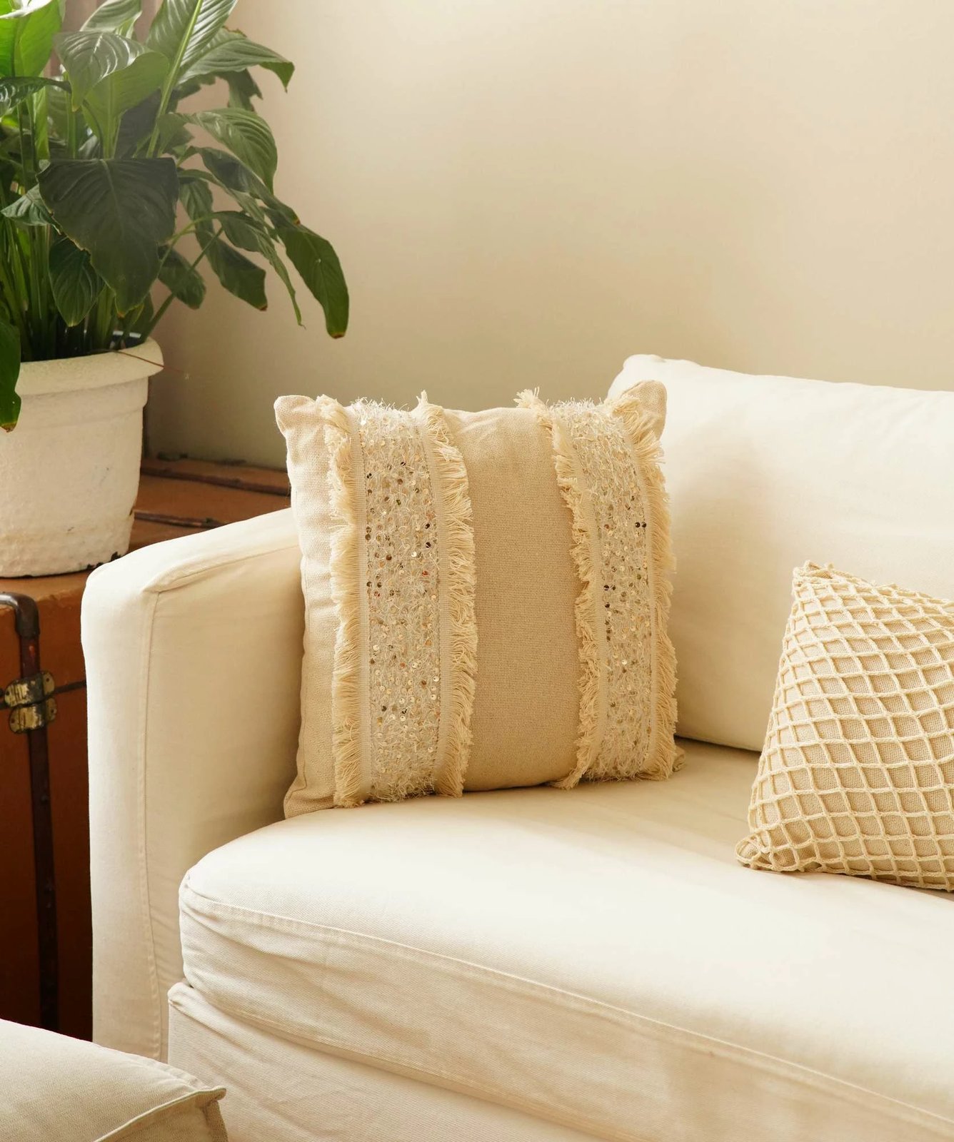 Jastëkëmbulesë bezhë Evila Originals, KET001, 43x43cm