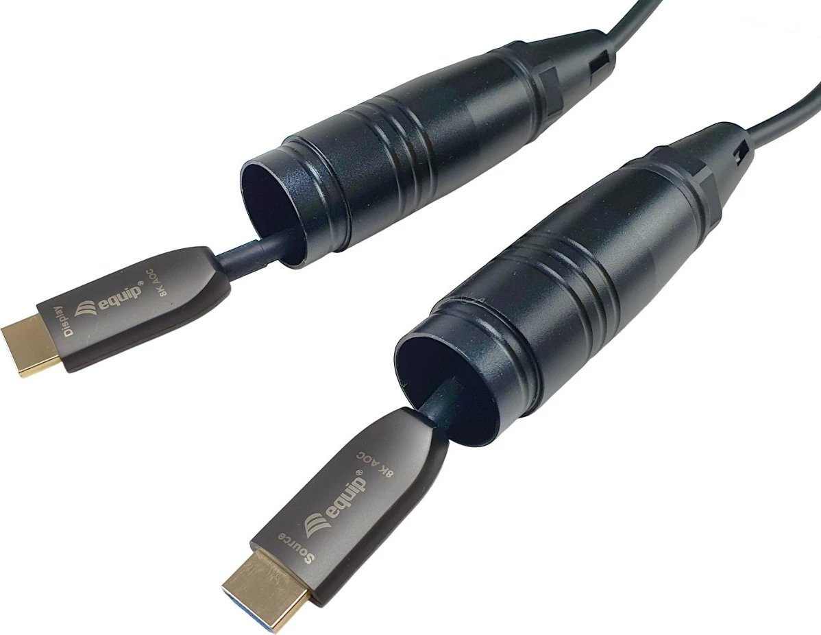 Kabëll HDMI 2.1 Active Optic Armored Equip, 50m, 8K/60Hz, 4K/120Hz, i zi