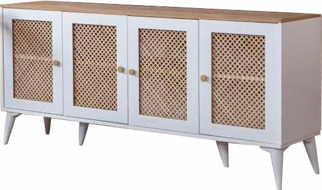 Konsol Skye Decor, ngjyrë e bardhë dhe lis, Goose