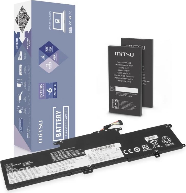 Bateri laptop Mitsu për Lenovo ThinkPad Yoga L380/L390, 3990 mAh, 11.1V, Li-polymer