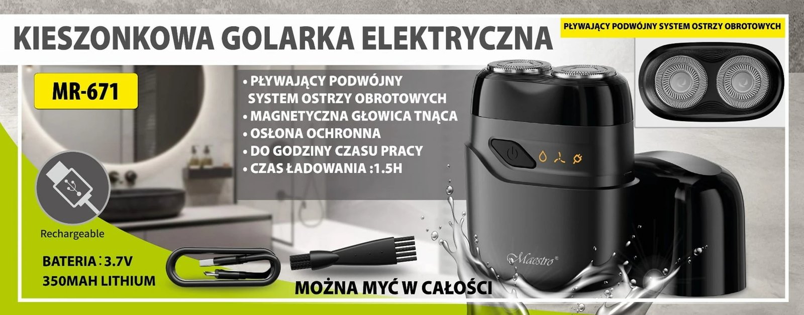 Makinë rroje elektrike Maestro MR-671, USB, e zezë