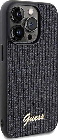 Mbështjellës Guess Disco Metal Script për iPhone 14 Pro Max, i zi