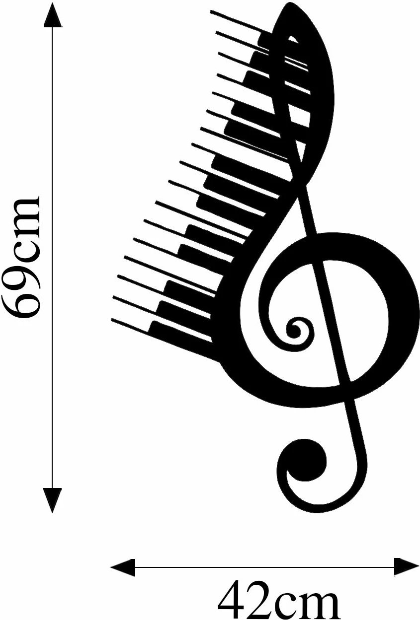 Aksesor dekorativ metalik për mur, temë muzikore, Wallity, 42x69cm