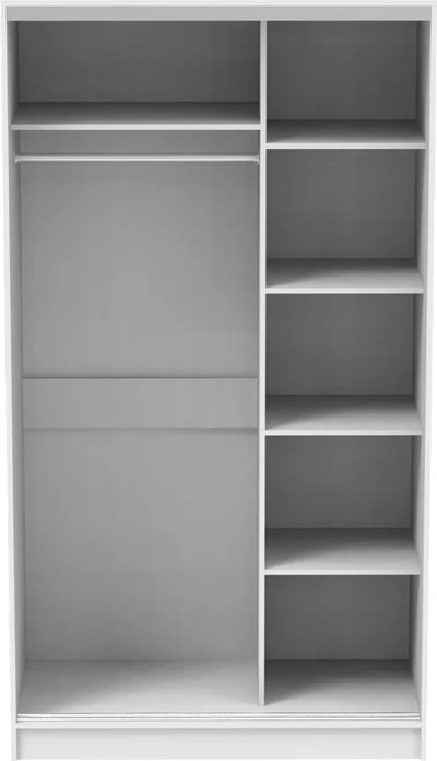 Dollap rrëshqitës dy-fletësh me pasqyrë, ngjyrë e bardhë, 120x60x220cm