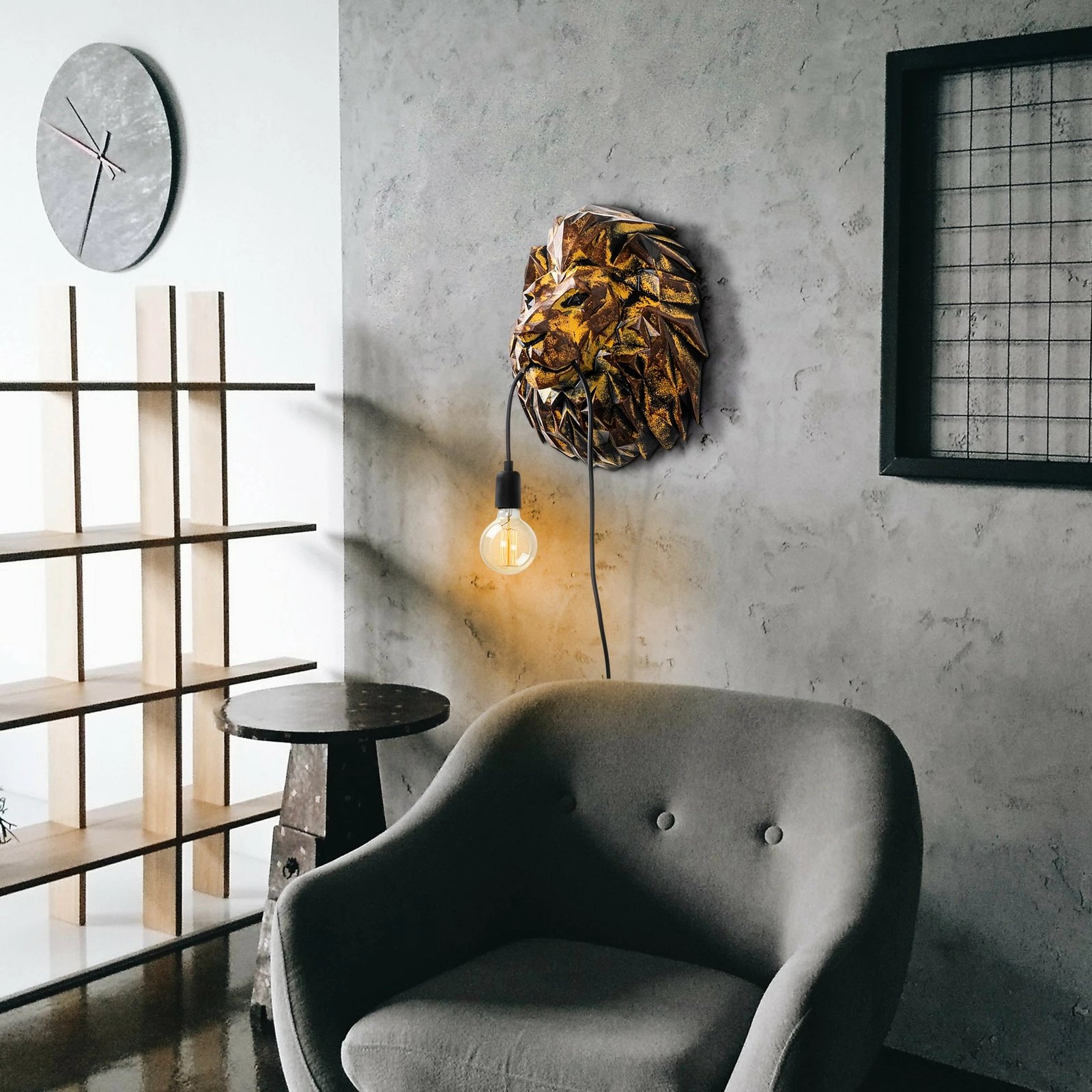 Llambë muri Opviq, kokë luani, shumëngjyrëshe