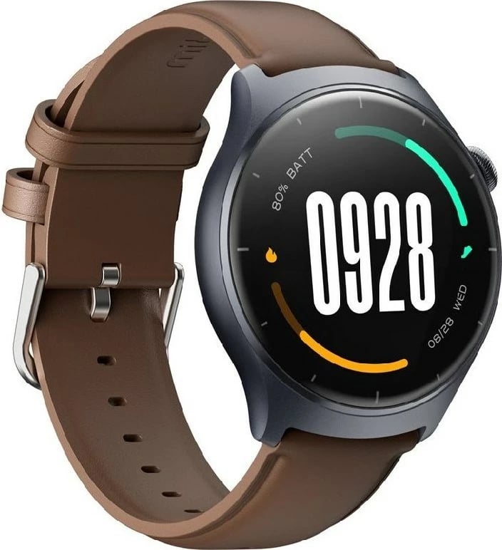 Smartwatch Mibro Lite 3, 1.3" AMOLED, 32 MB RAM, 400 mAh, gri e errët me rrip kafe