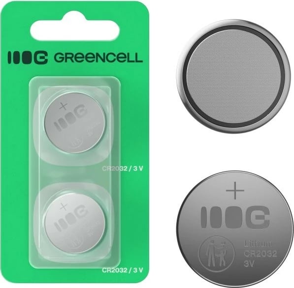 Bateri kopëse, Green Cell, CR2032, 220 mAh 3V, litium, set 2 copë