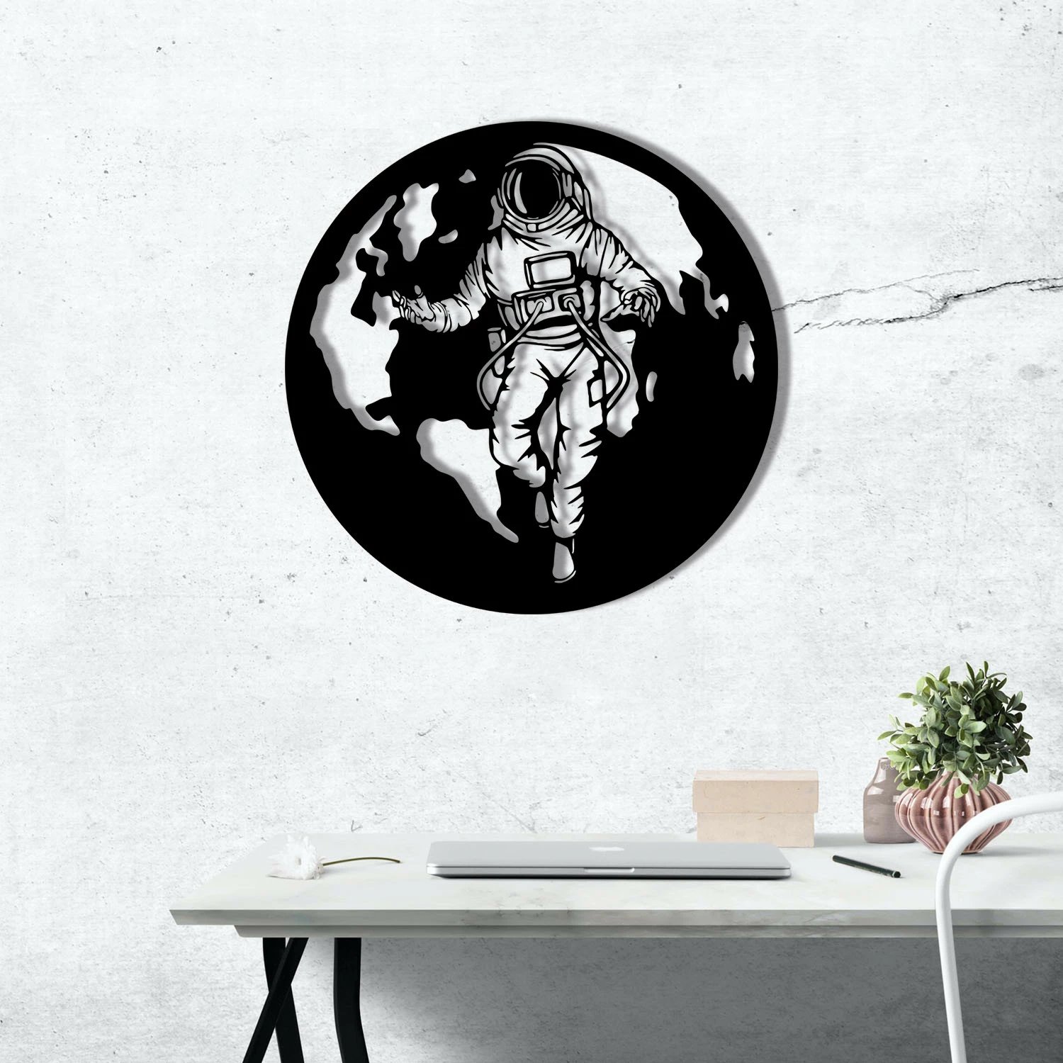 Aksesor dekorativ metalik për mur, Wallity, Asti, ngjyrë e zezë, 61x61cm