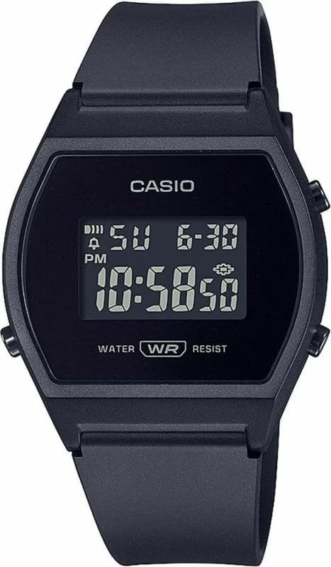Orë dore digjitale Casio për femra, e zezë