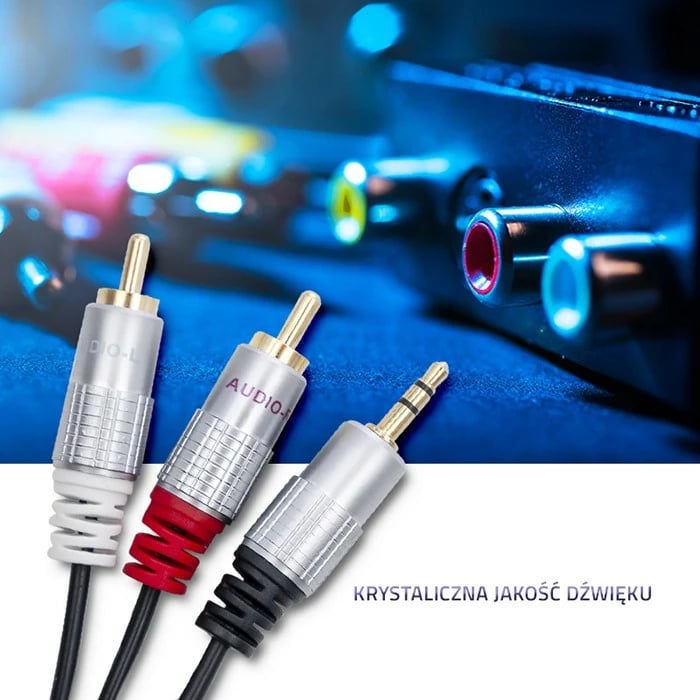 Kabllo audio Qoltec 2xRCA në 3.5mm minijack, 2m, e zezë