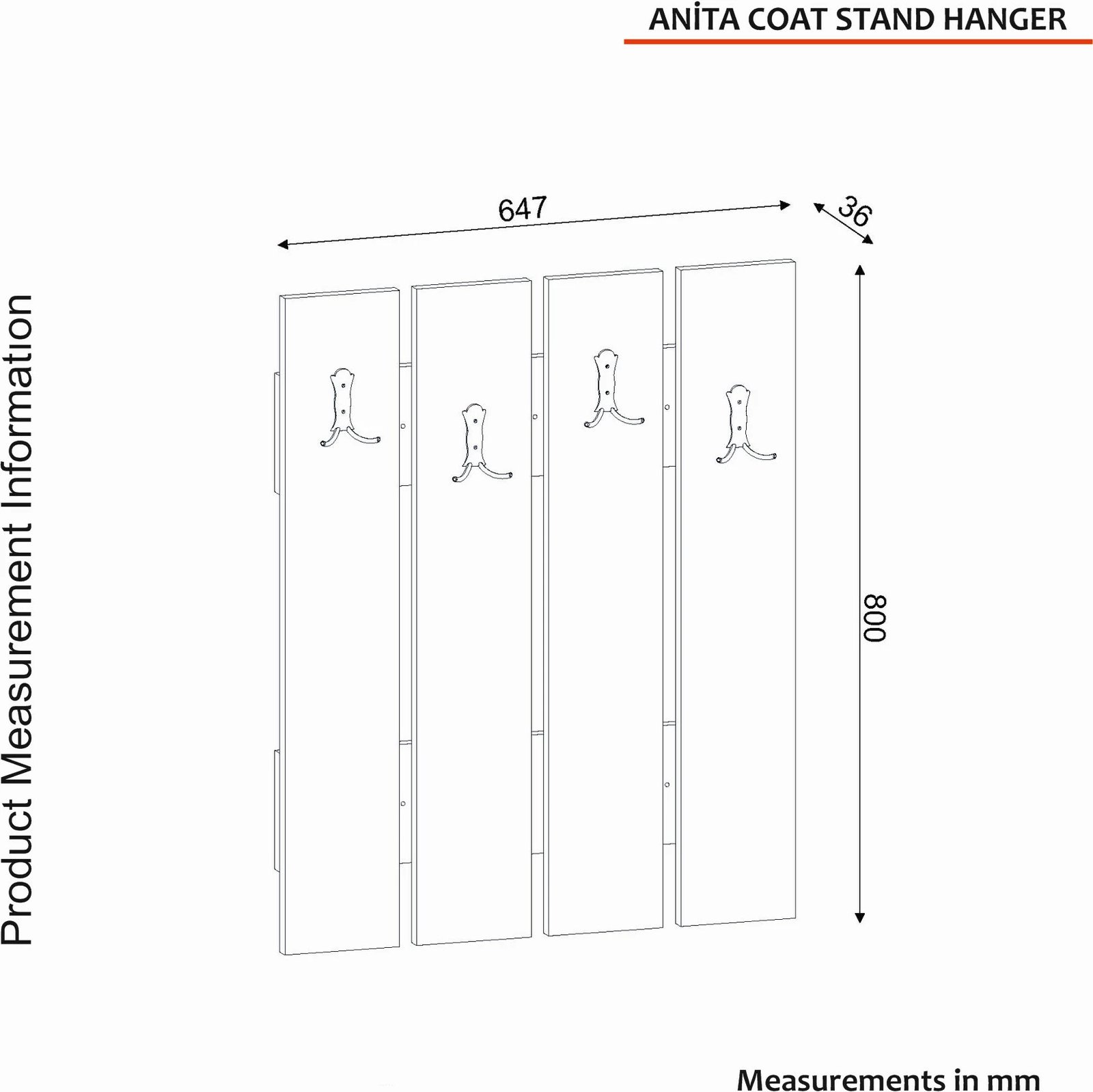 Stendë për korridor Hanah Home, Anita, ngjyrë arre