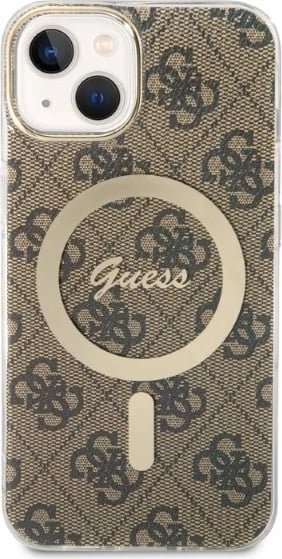 Set mbështjellës Guess GUBPP14SH4EACSW me karikues wireless për iPhone 14 6.1", kafe, MagSafe
