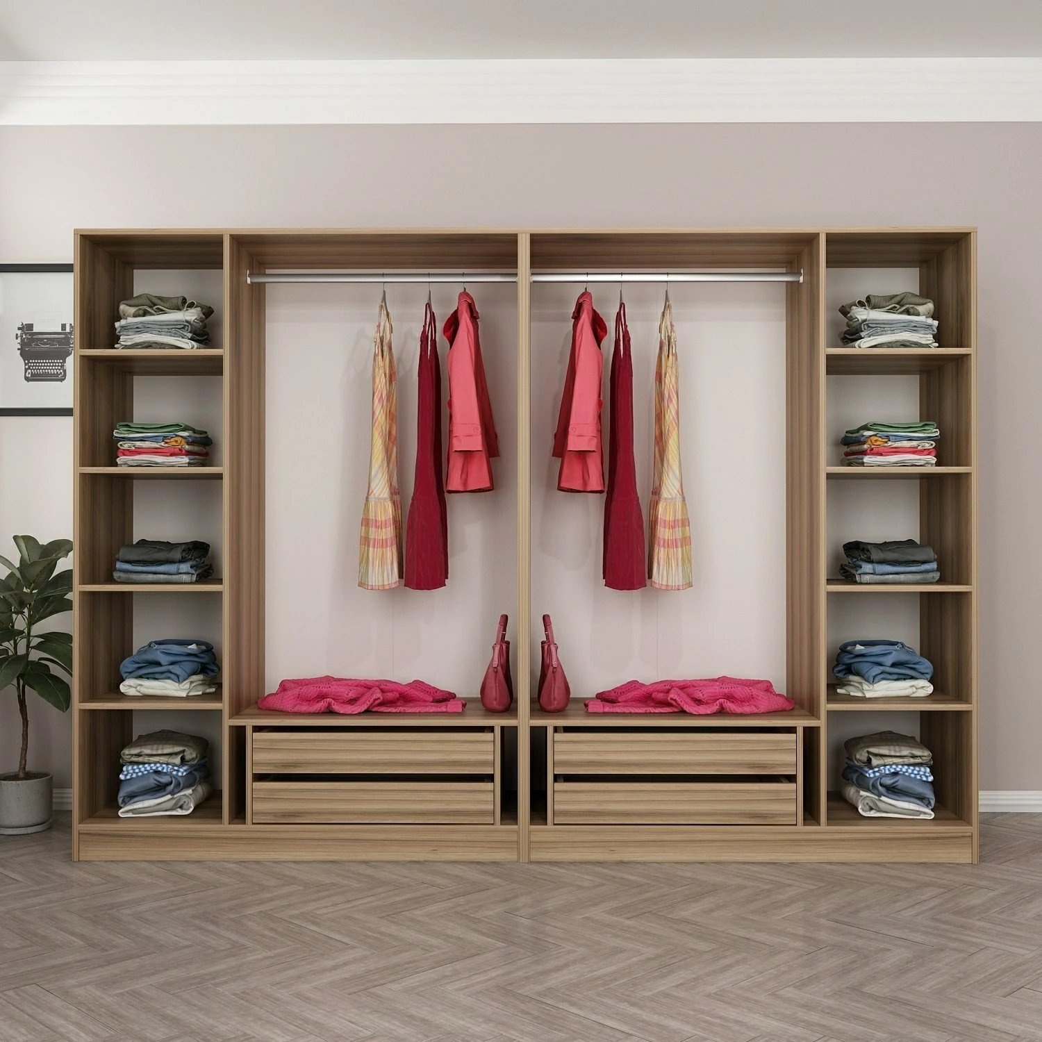 Dollap garderobe Skye Decor, ngjyrë dore, 270x190x52cm