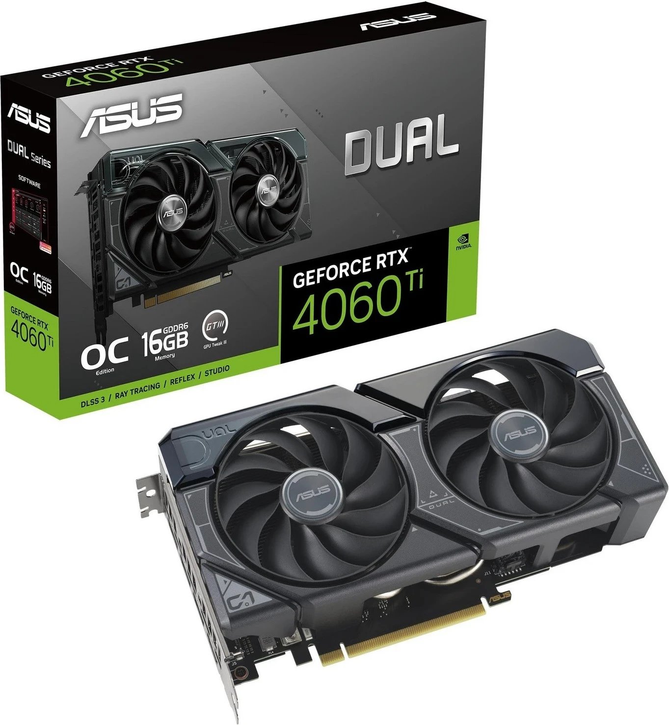 Kartelë grafike ASUS GeForce RTX 4060 Ti DUAL 16GB OC DLSS 3, e zezë