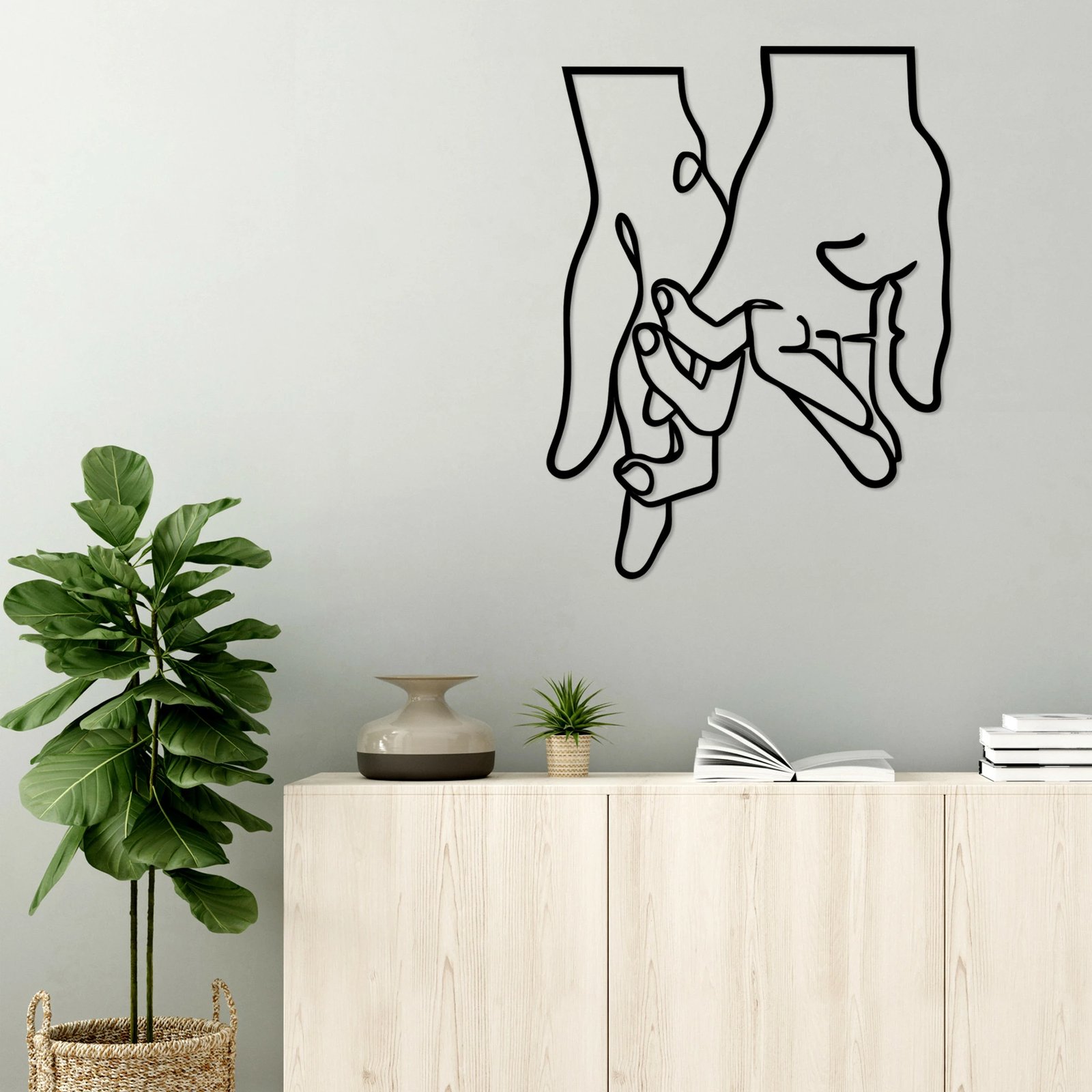 Aksesor metalik dekorativ për mur, Wallity, Pinky Love, ngjyrë e zezë