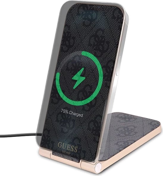 Karikues induktiv i palosshëm 2-në-1, Guess, Pattern MagSafe 4G GUE003428-0, 15W, i zi