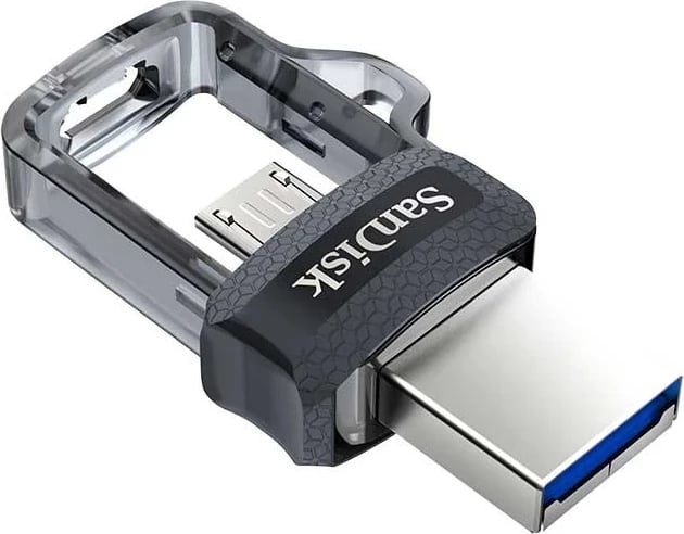 USB flash SanDisk Ultra Dual m3.0 32 GB, e zezë, argjendtë, transparente
