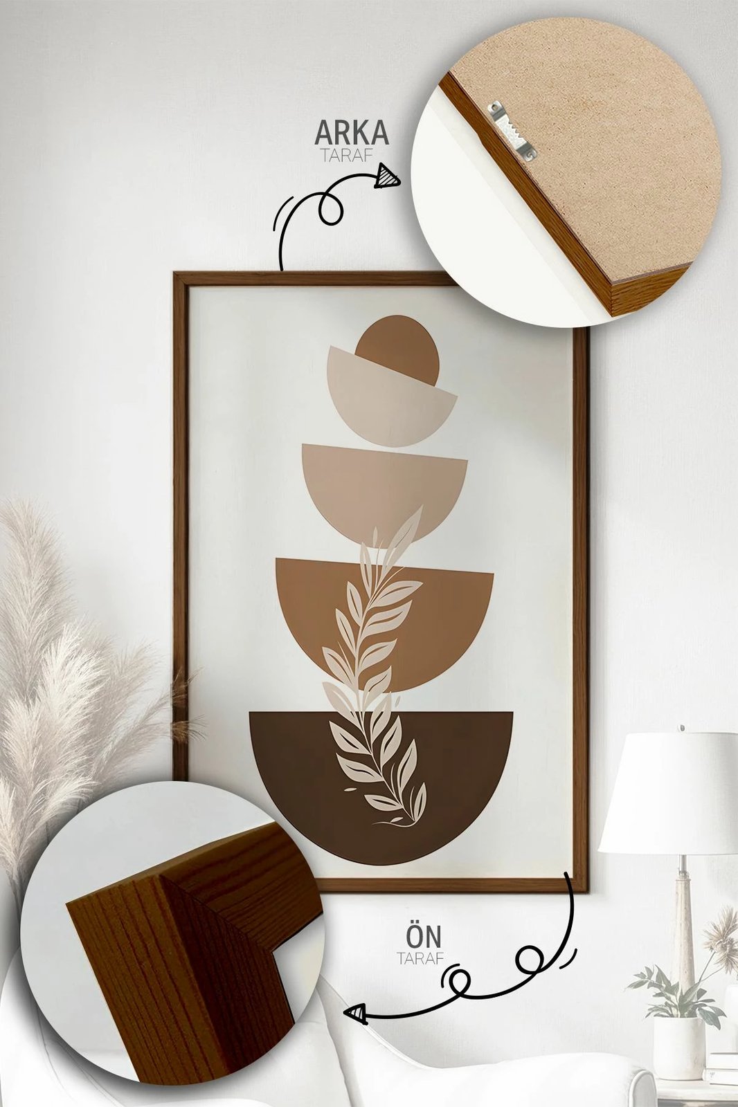 Set pikturash dekorative me kornizë, 3 copë, Wallity, Artvmodel4-Kahve