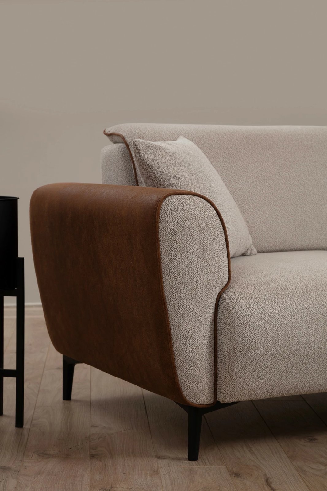 Kënd-sofë krevati Atelier del Sofa, anë e djathtë, bezhë, kanelle