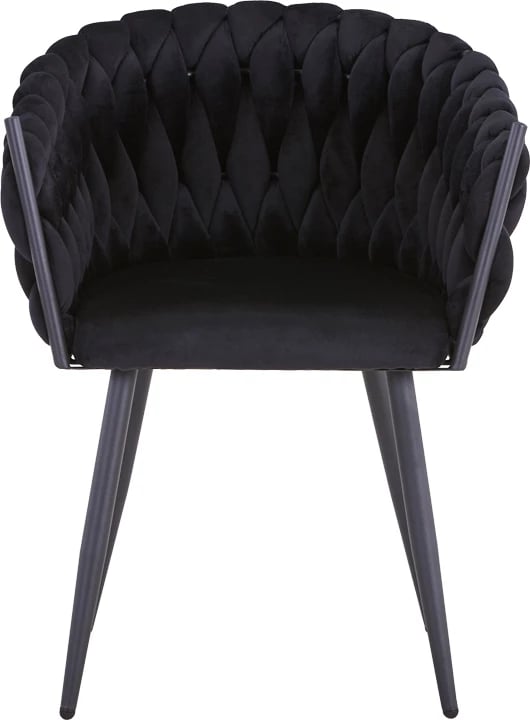 Karrige Vivian, kadife e zezë, këmbë metalike, 61x55x80cm