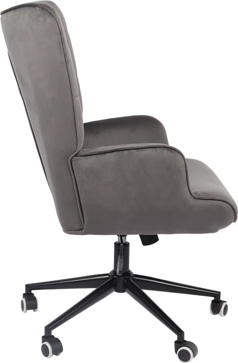 Karrige rrotulluese Lobima, kadife gri e errët, bazë e zezë, 71x68x104cm