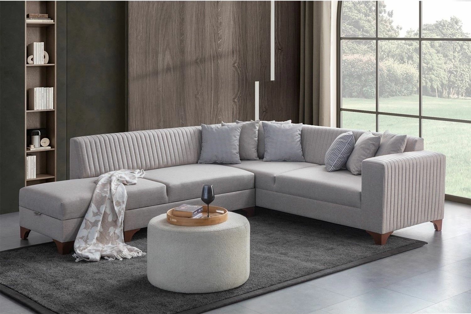 Kënd-sofë krevati Atelier del Sofa, West majtas, krem